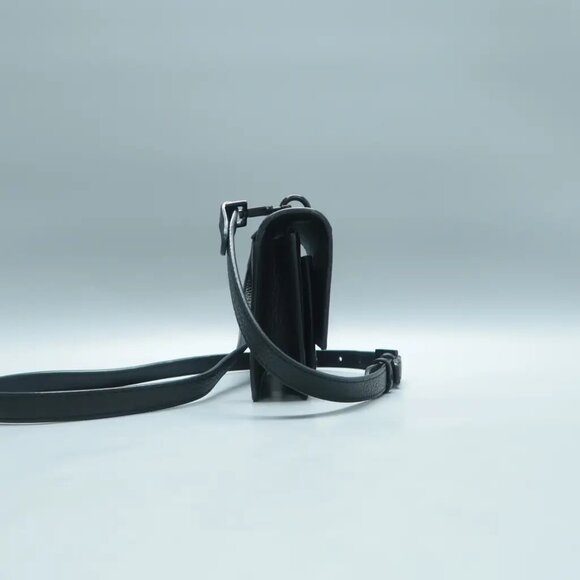 100% Authentic SAINT LAURENT Sunset Mini Black Leather Shoulder Bag 1294-101724 - Picture 4 of 12